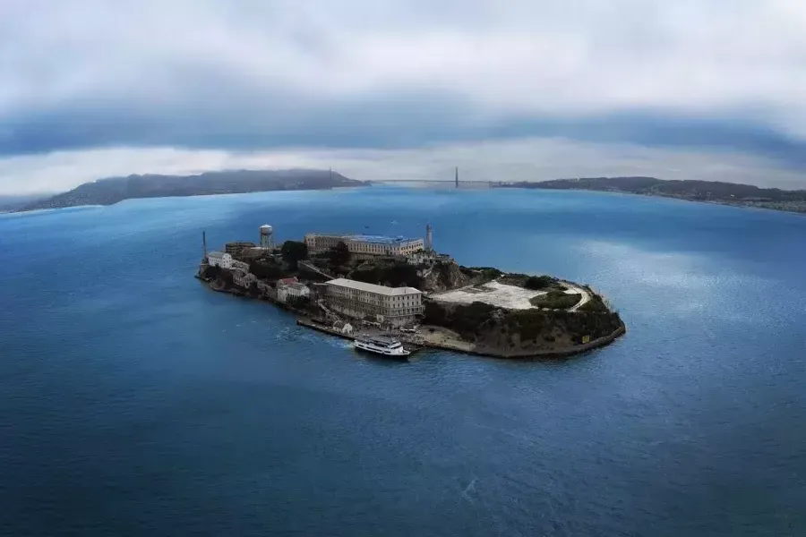 Alcatraz Island seen from the sky.